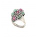Ring Band Silver 925 Sterling Ruby Emerald Marcasite Stone Women Handmade D484